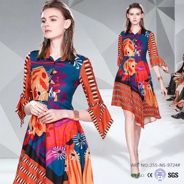 우아함 프린트 여성 드레스